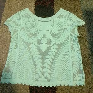 Express mint green lace small shirt